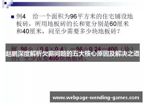 赵鹏深度解析欠薪问题的五大核心原因及解决之道