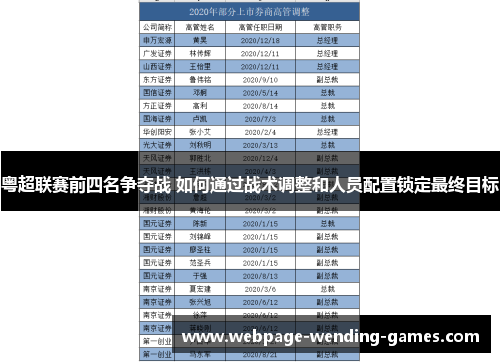 粤超联赛前四名争夺战 如何通过战术调整和人员配置锁定最终目标